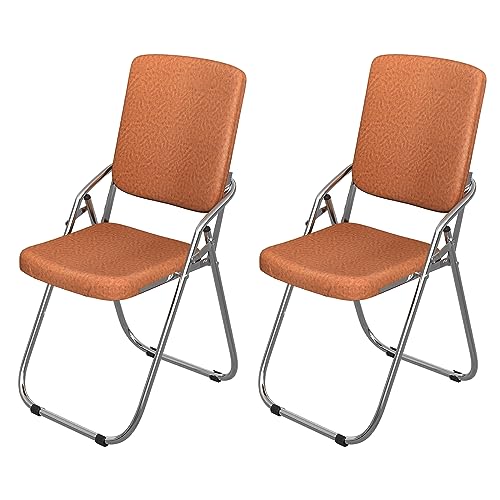 PIPIPOXER Klappstuhl Essstühle Klappstühle,2er Set Klappstühle aus Leder und Stahlrahmen,Stabiler Klappstuhl Furniture Konferenzstuhl für Gäste oder Veranstaltung im Freien Orange 40x21x85cm von PIPIPOXER