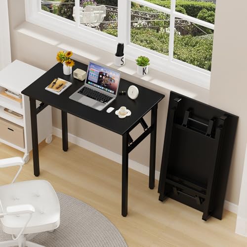 PIPIPOXER Klapptisch Schreibtisch, 80x50x76cm Computertisch, PC-Tisch, Bürotisch Klappbar, Klein, für Home Office, Schwarz von PIPIPOXER