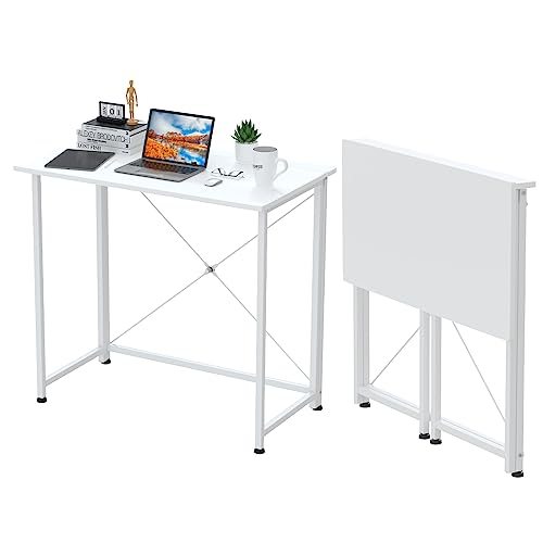 PIPIPOXER Schreibtisch Computertisch 80x45x75cm, Klappbarer Computertisch, PC Tisch, Bürotisch Schreibtisch Holz Officetisch fürs Büro, Home, Stabil Laptop-Tisch Arbeitstisch, Weiß von PIPIPOXER