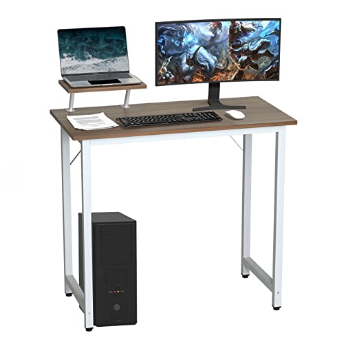 PIPIPOXER Schreibtisch Computertisch Laptoptisch, 100x50x74cm Bürotisch mit Monitorständer,Stabiler Pc Tisch Arbeitstisch Desktop aus Holz für Arbeit,Spielen in Schlafzimmer oder Büro(Dark Holz Farbe) von PIPIPOXER