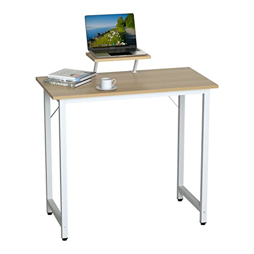 PIPIPOXER Schreibtisch Computertisch Laptoptisch, 80x40x75cm Bürotisch mit Monitorständer,Stabiler Pc Tisch Arbeitstisch Desktop aus Holz für Arbeit,Spielen in Schlafzimmer oder Büro(Holz Farbe) von PIPIPOXER