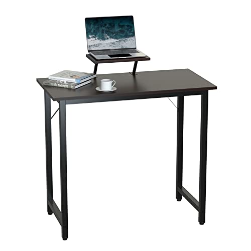 PIPIPOXER Schreibtisch Computertisch Laptoptisch, 80x40x75cm Bürotisch mit Monitorständer,Stabiler Pc Tisch Arbeitstisch Desktop aus Holz für Arbeit,Spielen in Schlafzimmer oder Büro(Schwarz-1) von PIPIPOXER