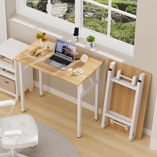 PIPIPOXER Schreibtisch Klapptisch, 80x50x76cm Klapptisch Computertisch, PC-Tisch, Bürotisch Klappbarer Schreibtisch Klein, Computer für Home Office, Holz von PIPIPOXER