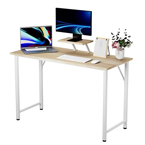PIPIPOXER Schreibtisch mit Monitorablage, PC Tisch Computertisch 100x50x75cm, Computer Schreibtisch, Bürotisch Schreibtisch Holz Officetisch fürs Büro, Stabil Laptop-Tisch Arbeitstisch, Holz Farbe von PIPIPOXER