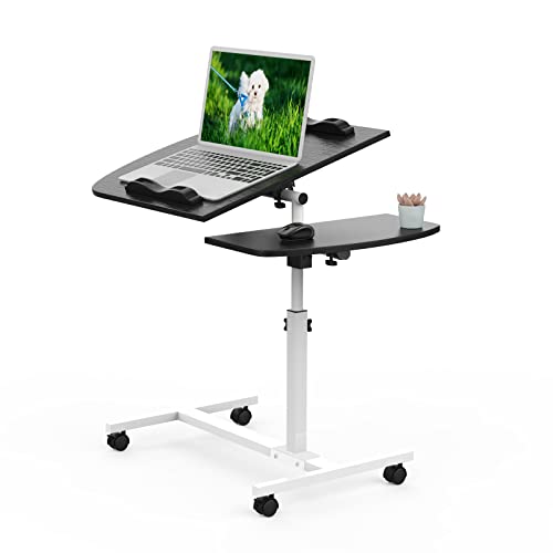 PIPIPOXER laptoptisch Höhenverstellbarer 61-95cm Schreibtisch Computertisch mit 40x40cm Tischplatte+40x20cm Mausablage und 4 drehbare 360 ° Räder für Computer,Laptop,Schlafzimmer,Büro,Bett,Schwarz von PIPIPOXER