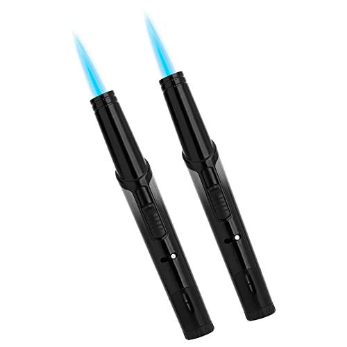 2PACK Winddichtes langes Feuerzeug Nachfüllbares Fackelfeuerzeug Aufblasbares Butan Feuerzeug Einstellbare Flamme Fackelfeuerzeug Für Grill Single Fackel Jet Flamme Feuerzeug (ohne Gas) von PIPITA
