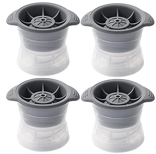 PIPITA 4 Stück Runde Eiskugelform 6cm Runde Jumbo Eiswürfel Eishockey-Form aus Silikon BPA Frei Leichtes Herauslösen Wie, Whiskey, Tequila, Etc Küchenhelfer von PIPITA