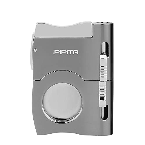 PIPITA Doppelklingen Schneider Edelstahl Guillotine Zigarrenschneider mit zwei Zigarren Stanzen Edelstahl mit schöner Tasche Leicht zu tragende Tasche von PIPITA