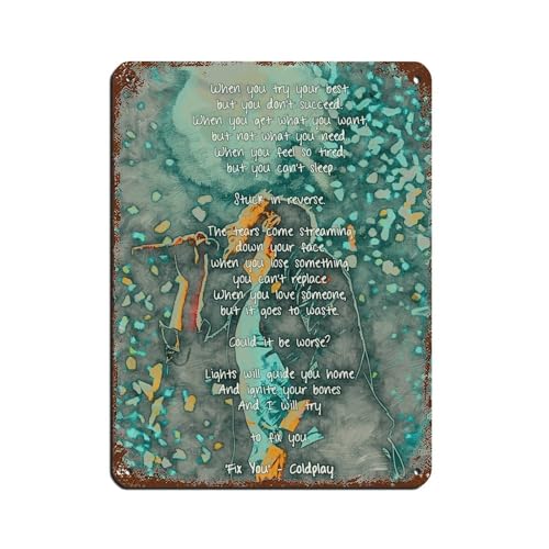 Coldplay Fix You Lyrics Poster Blechschild Vintage Metall Pub Club Cafe Bar Home Wandkunst Dekoration Poster Retro 30 x 40 cm Coldplay Fix You Lyrics Poster Blechschild Vintage Metall Pub Club Cafe Bar Home Wandkunst Dekoration Poster Retro 30 x 40 cm von PIPIZA