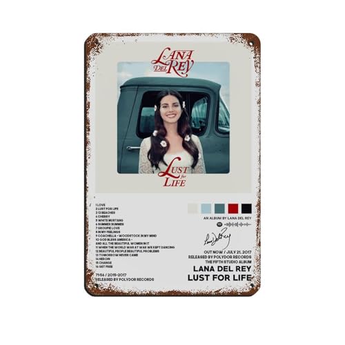 Lana Del Rey Poster Lust for Life Album Cover Poster Blechschild Vintage Metall Pub Club Cafe Bar Home Wandkunst Dekoration Poster Retro 20 x 30 cm von PIPIZA