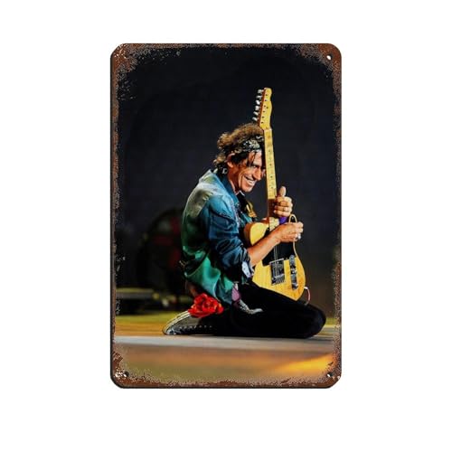 Rockgitarrist Keith Richards HD-Poster, Retro-Poster, Metall-Blechschild, schicke Kunst, Retro, Eisenmalerei, Bar, Menschenhöhle, Café, Familie, Garage, Poster, Wanddekoration, 20 x 30 cm von PIPIZA