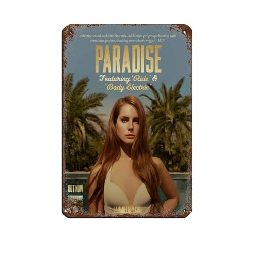 Sänger Lana Del Rey Paradise Musikalbum Cover Poster Retro Poster Metall Blechschild Chic Kunst Retro Eisen Malerei Bar Menschen Höhle Cafe Familie Garage Poster Wanddekoration 20 x 30 cm von PIPIZA