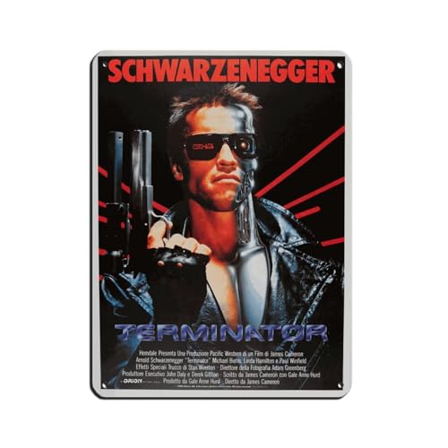 Terminator Filmposter Arnold Schwarzenegger Poster Retro Poster Metall Blechschild Chic Art Retro Eisen Malerei Bar Menschen Höhle Cafe Familie Garage Poster Wanddekoration 30 x 40 cm von PIPIZA