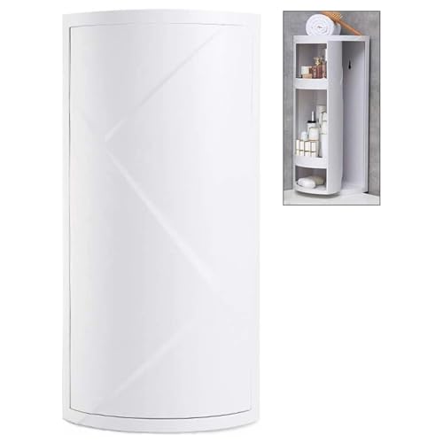 PIPOEI Drehbares Dreieckiges Regal, Badezimmer Eckschrank, Multifunktions 360 Grad Dreh KüChe Toiletten Eck Lager Schrank, Mehrschichtiger Badregal White,2 Layer von PIPOEI