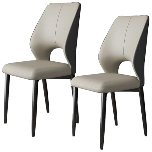 PIPOEI Esszimmerstühle, Essstühle 2er Set, Küchenstuhl Metall wasserdichtes PU-Leder, Polsterstuhl Wohnzimmerstuhl für Küche Esszimmer Lounge Schlafzimmer Light Grey von PIPOEI