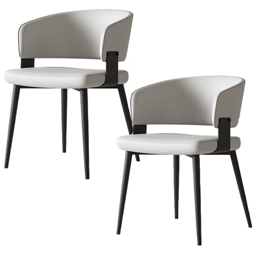 PIPOEI Esszimmerstühle 2er Set, Modernes Essstuhl mit hoher Rückenlehne, Ergonomischer Lounge-Küchen-Empfangsstuhl aus Metall, bequemer Lederstuhl mit Metallbeinen Beige von PIPOEI