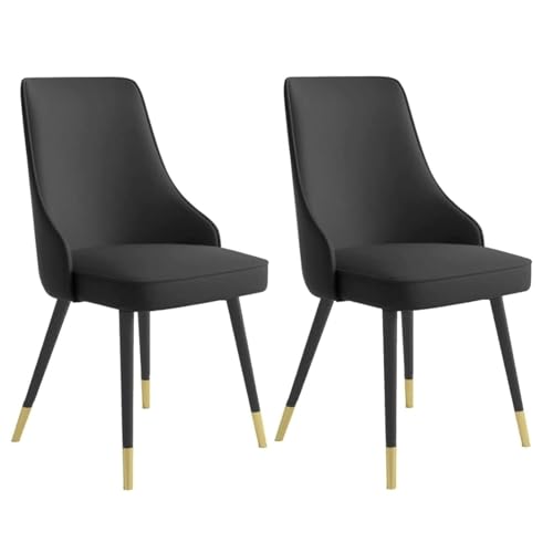 PIPOEI Esszimmerstühle 2er Set, Stuhl Esszimmer, Küchenstühle Modern, Polsterstuhl Esszimmer mit Metallgestell, Kratzfeste Katzenleder Essstühle, Tragfähigkeit 300kg Dunkelblau von PIPOEI