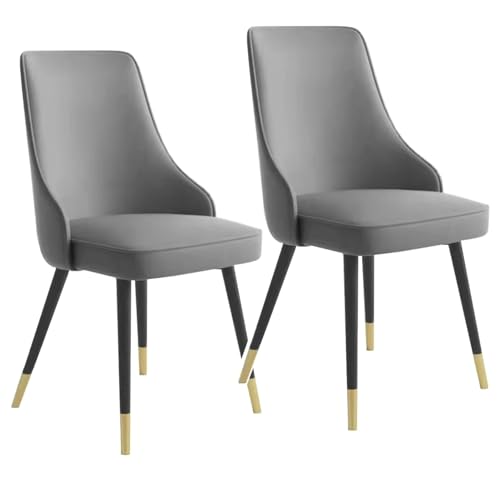 PIPOEI Esszimmerstühle 2er Set, Stuhl Esszimmer, Küchenstühle Modern, Polsterstuhl Esszimmer mit Metallgestell, Kratzfeste Katzenleder Essstühle, Tragfähigkeit 300kg Dunkelgrau von PIPOEI