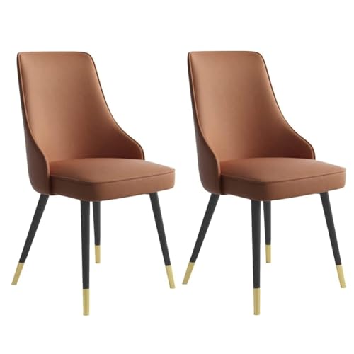 PIPOEI Esszimmerstühle 2er Set, Stuhl Esszimmer, Küchenstühle Modern, Polsterstuhl Esszimmer mit Metallgestell, Kratzfeste Katzenleder Essstühle, Tragfähigkeit 300kg Kaffee von PIPOEI
