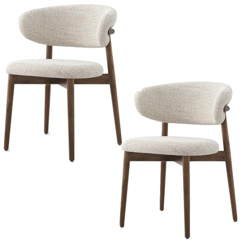 PIPOEI Esszimmerstühle 2er Set, Stuhl Küche, Massivholz Küchenstuhl mit gebogener Rückenlehne für Familienessen Lounge Schlafzimmer Outdoor-Aktivitäten Hotels Walnut Colour von PIPOEI