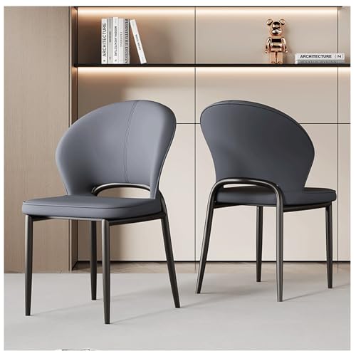PIPOEI Esszimmerstühle 2er-Set für schwere Personen, moderner Esszimmerstuhl aus PU-Leder mit elastischem Latex für Küche, Wohnzimmer, Restaurant, Gelegenheitszimmer, Empfang Dark Grey von PIPOEI