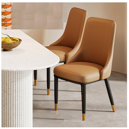 PIPOEI Gepolsterte Esszimmerstühle, 2er-Set, ergonomischer, bequemer Bürostuhl aus Leder, gelegentlicher Stuhl mit Rückenlehne für die Leselounge zu Hause und zum Spielen Dark Orange von PIPOEI