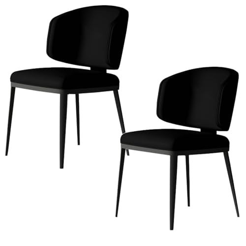 PIPOEI Küchenstühle 2er Set, Esszimmerstühle, Wohnzimmerstuhl Polsterstuhl, Metall Stuhl für Küche Esszimmer Lounge Wohnzimmer Schlafzimmer Black von PIPOEI