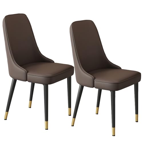 PIPOEI Küchenstuhl 2er Set, Esszimmerstühle, Stühle Esszimmer mit Metallbeinen, Moderne Dining Chairs PU-Leder bis 300 KG, Polsterstuhl mit Rückenlehne Kaffee von PIPOEI