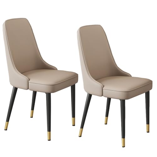 PIPOEI Küchenstuhl 2er Set, Esszimmerstühle, Stühle Esszimmer mit Metallbeinen, Moderne Dining Chairs PU-Leder bis 300 KG, Polsterstuhl mit Rückenlehne Khaki von PIPOEI