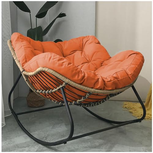 PIPOEI Schaukelstuhl Outdoor, Terrassen Liegestuhl 2 Personen Balkon Eierschaukelstuhl, Übergroßer Loungesessel bis 150 kg (Orange) von PIPOEI