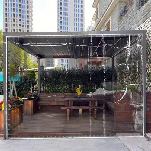 PIPRE 1.2m x 1.4m Transparente Plane mit Ösen 400 g/m² 0.35mm PVC Premium Abdeckplane wasserdichte Abdeckfolie Schutzplane inkl. Seil von PIPRE