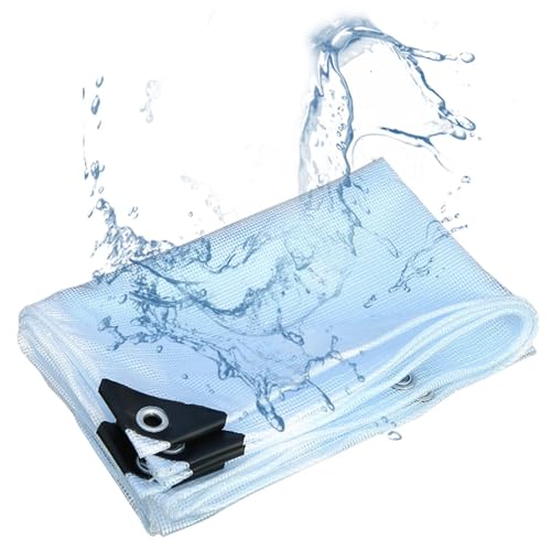 PIPRE 2.5m x 2.7m Abdeckplane Plane Transparent Wasserdicht Gewebeplane mit Ösen, Mehrzweckplane Schutzplane Zeltplane für Gartenmöbel Holz Trampolin (Transparente) von PIPRE