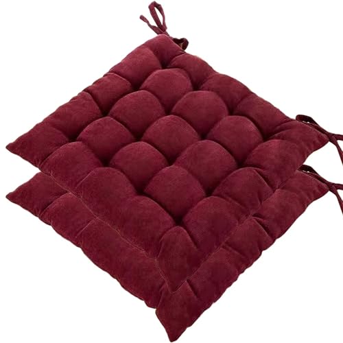 PIPRE 2er Set Stuhlkissen Rot(40x40x6 cm) - Sitzkissen für Gartenstuhl, Küche oder Esszimmerstuhl - beständige Indoor u. Outdoor Stuhlauflage als Stuhl Kissen von PIPRE