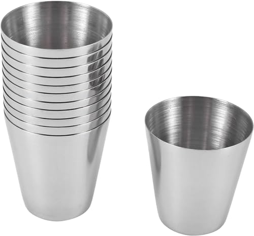PIQIUQIU 12 Stück Edelstahbecher, 30 ml (1 Unze) Schnapsbecher Camping-Reisekaffee-Teetasse, für Whisky-Likör von PIQIUQIU