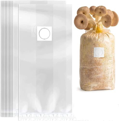 PIQIUQIU 20 Stück Pilzzuchtbeutel Pilzbrutbeutel mit atmungsaktiven 0,2-Mikron-Filterpatches, autoklavierbares Pilzzuchtsubstratbeutel-Kit (32 * 50 cm dick 0.08mm) von PIQIUQIU