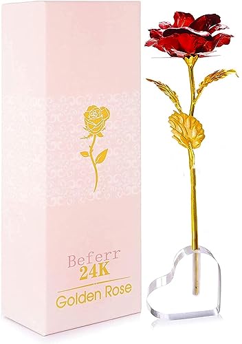 PIQIUQIU Rose Künstliche Infinity Rosen mit Herzständer, für Valentinstag Jubiläum Muttertag Geburtstag von PIQIUQIU