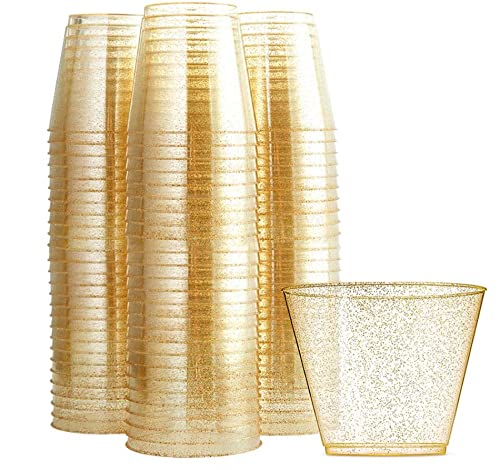 PIQIUQIU 25 Glitter plastikbecher 9oz/270ml durchsichtigen Kunststoff tumblers brautbecher eleganter Partei Cups Wiederverwendbar recycelbar von PIQIUQIU
