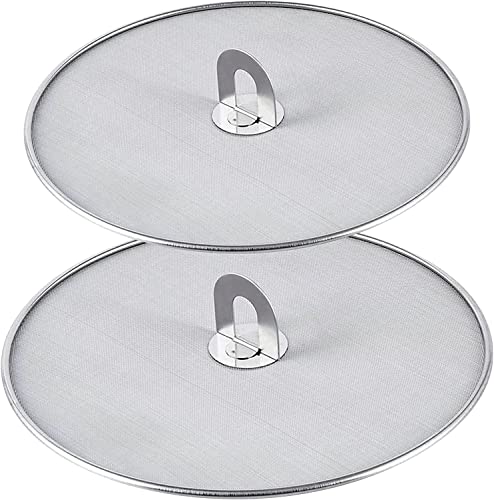 PIQIUQIU 2er-Set Edelstahl-Spritzschutz,mit faltbarem Küchengriff, Küchenbratpfannenöldeckel (25cm+32 cm) von PIQIUQIU