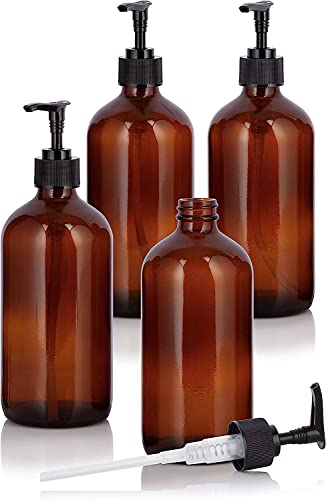 4 Stück 500ml Seifenspender Pumpspender Plastik, Lotionspender Leer Flasche mit Schwarz Lotion Pumpe Spender für Lotion Duschgel Handseife von PIQIUQIU