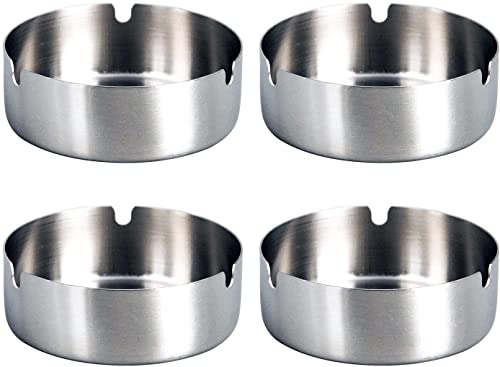 4 Stücke Edelstahl Aschenbecher 10cm Durchmesser Windschutz Aschenbecher Moderne Tischplatte Aschenbecher Basis für Home Office Innenraum und Draußen von PIQIUQIU