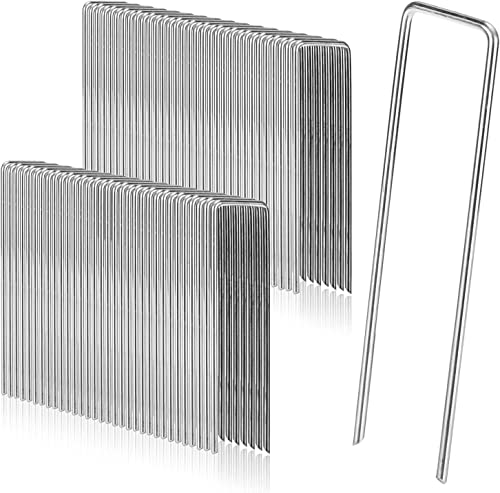 PIQIUQIU 50 Stück Anti-ROST Erdanker für Unkrautvlies，Verzinkt Anti-Rost Erdanker aus Stahldraht ，200mm lang, 40mm breit，Ø 2,5mm von PIQIUQIU
