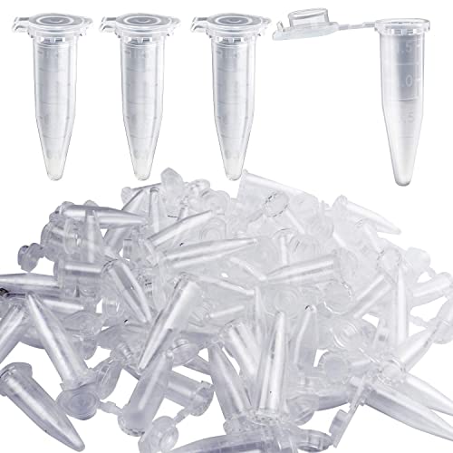 PIQIUQIU 500 Stück 1,5 ml Zentrifugenröhrchen Reaktionsgefäß Globulibehälter mit Doppelverschluss, Micro-Tubes aus Polypropylen, Globuli-Caps mit Deckel transparent von PIQIUQIU