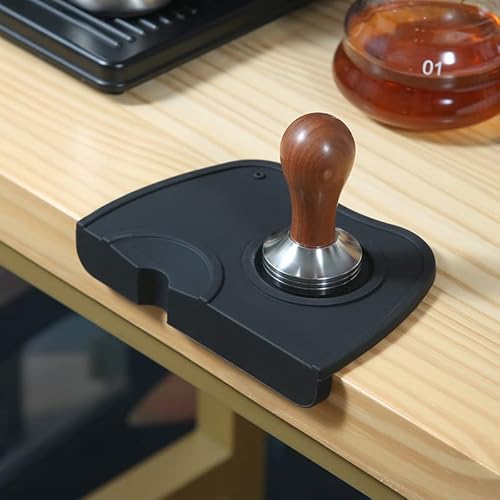 PIQIUQIU Kaffee Tamper Matte Silikon Anti-Rutsch Kaffee Stampfmatte Espresso Tampermatte(Schwarz 12x17.5x3 cm) von PIQIUQIU