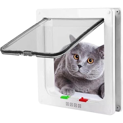 PIQIUQIU Katzenklappe Hundeklappe, Haustierklappe 4 Wege, Haustiertür Katzentür Haustiertür Installieren Leicht, Cat Flap Klappe für Katze, Kätzchen, kleinen Hund 19.8 x19 x 5.5 cm Weiß PIQIUQIU Katzenklappe Hundeklappe, Haustierklappe 4 Wege, Haustiertür Katzentür Haustiertür Installieren Leicht, Cat Flap Klappe für Katze, Kätzchen, kleinen Hund 19.8 x19 x 5.5 cm Weiß von PIQIUQIU