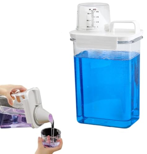 PIQIUQIU Waschmittelspender 1800ml mit Messbecher, Auslaufsicher mit Doppeldichtung, Anti-Klumpen, Kunststoff Versiegelte Aufbewahrungsbox für Waschpulver, 24x13x8cm von PIQIUQIU