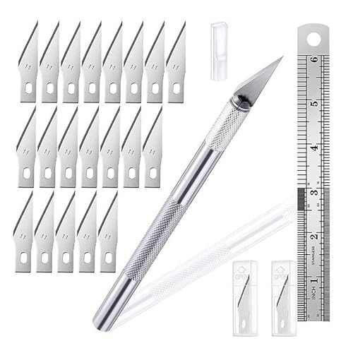 Präzisions-Skalpell Set mit 20 Ersatzklingen, Rutschfester Griff, Lineal, Sicherheitskappe, Bastelmesser für Modellbau und Handwerk Präzisions-Skalpell Set mit 20 Ersatzklingen, Rutschfester Griff, Lineal, Sicherheitskappe, Bastelmesser für Modellbau und Handwerk von PIQIUQIU