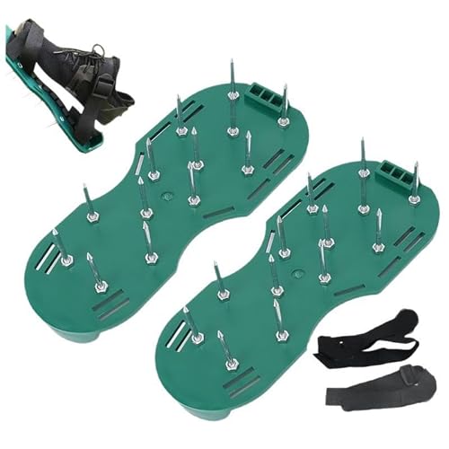 Rasen-Vertikutierer Schuhe mit Spikes, 15mm Nägel, 26 Stahlspitzen, Verstellbare Gurte, Grün,Rasenlüfter-Schuhe für Rasen belüften oder als Estrichschuhe Rasen-Vertikutierer Schuhe mit Spikes, 15mm Nägel, 26 Stahlspitzen, Verstellbare Gurte, Grün,Rasenlüfter-Schuhe für Rasen belüften oder als Estrichschuhe von PIQIUQIU
