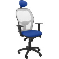Jorquera Stuhl graues Netzgewebe bali blauer Sitz mit fester Kopfstütze von PIQUERAS Y CRESPO