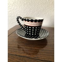 Dayspring Black & White Karierte Nachricht Teetasse Untertassen Set Röm.1513, Spirituell von PIQUINStore