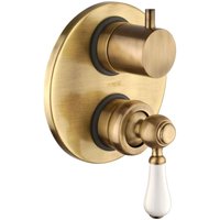 Piralla - Eingebauter Duschmischer mit Umsteller in antiker Bronzefarbe und weißem Griff Rubinetterie como 0TOF3400A21 Bronze von PIRALLA